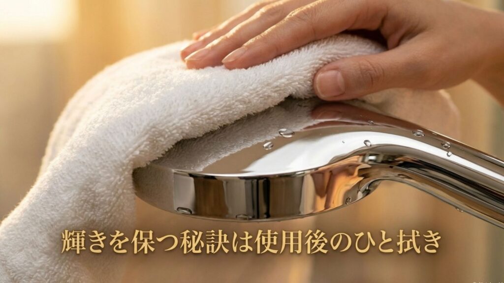 輝きを保つ秘訣は使用後のひと拭き