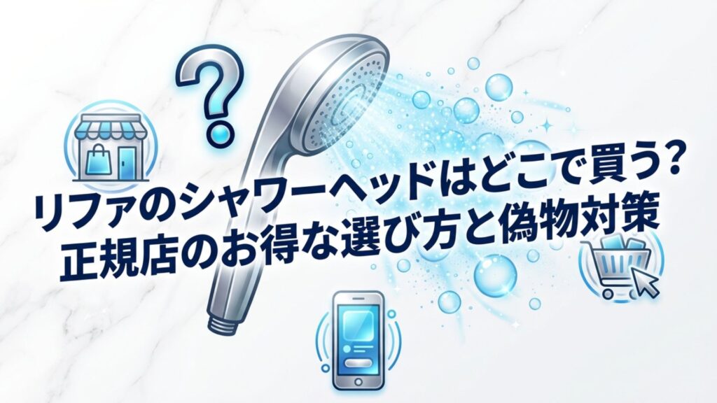 リファのシャワーヘッドを購入できる店舗（公式、楽天、量販店）のアイコンイラスト