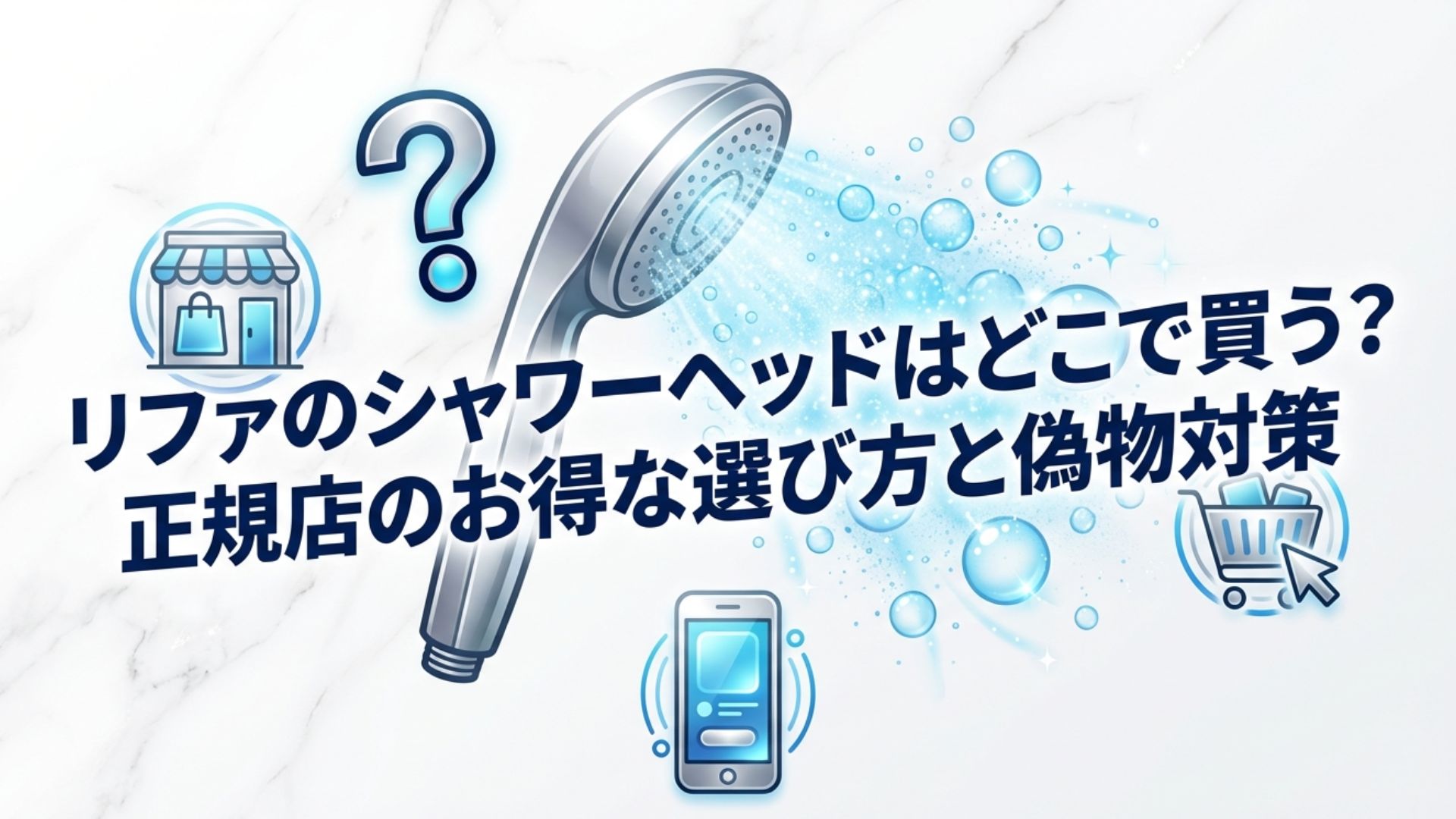 リファのシャワーヘッドを購入できる店舗（公式、楽天、量販店）のアイコンイラスト