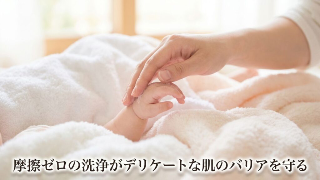 摩擦ゼロの洗浄がデリケートな肌のバリアを守る