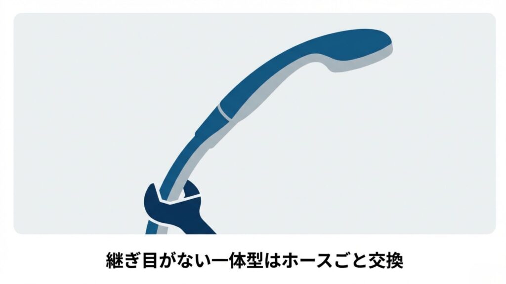 継ぎ目がない一体型はホースごと交換というテキスト