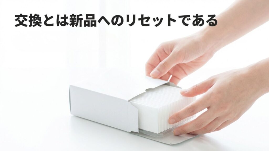 カートリッジの交換とは内部を新品へリセットすることであるという比較解説画像