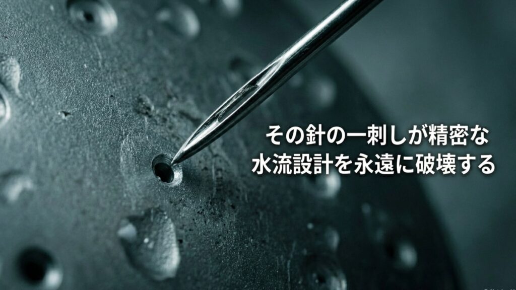 散水板への針の一刺しが精密な水流設計を永遠に破壊してしまうリスクの解説