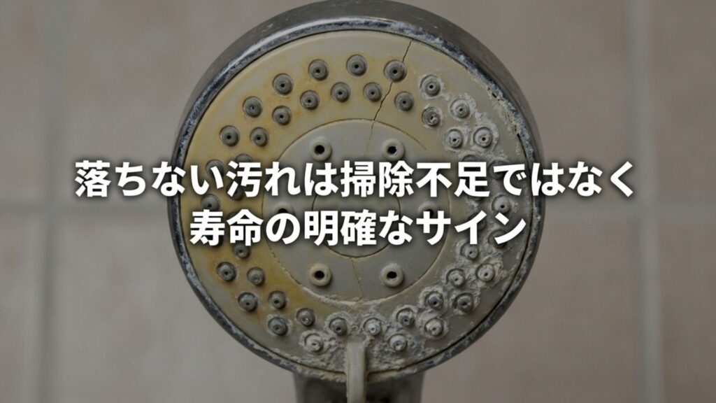 何をやっても落ちない汚れは掃除不足ではなく製品寿命の明確なサインであることを示す図解