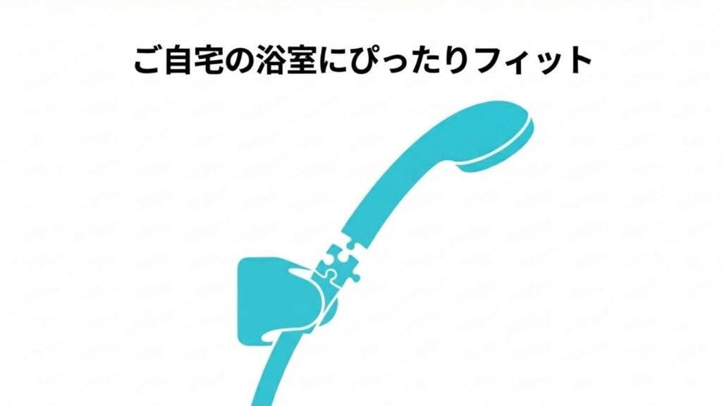 ご自宅の浴室にぴったりフィットすることを表現したイメージ画像