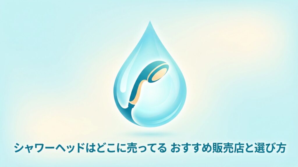 シャワーヘッドの様々なデザインと街並みのイメージイラスト