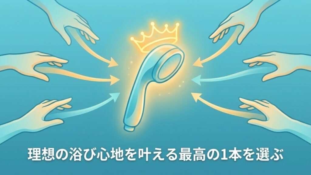理想の浴び心地を叶える様々なシャワーの水流イメージ