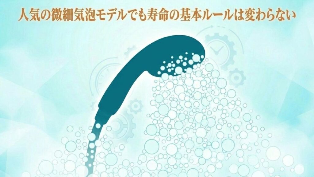 微細気泡を発生させる人気のシャワーヘッドから大量の泡が出ているイラスト