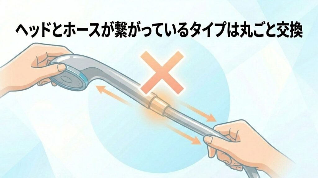 ホースとヘッドが繋がっているタイプの説明図