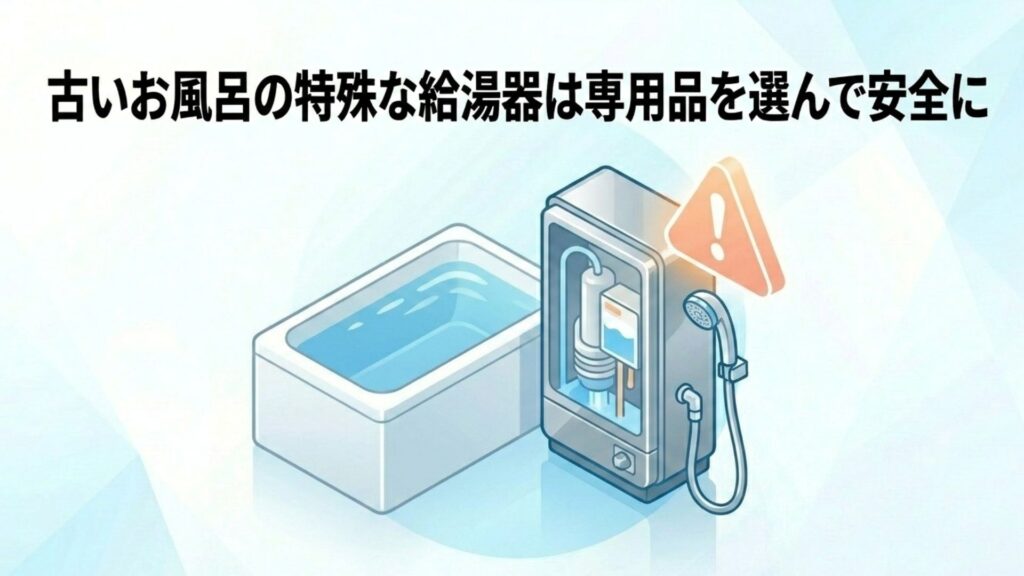 バランス釜と給湯器の危険箇所を示すイラスト